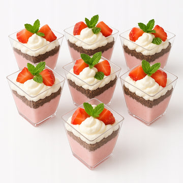 25x PUCHARKI DO DESERÓW KWADRATOWE POJEMNIK 120ML