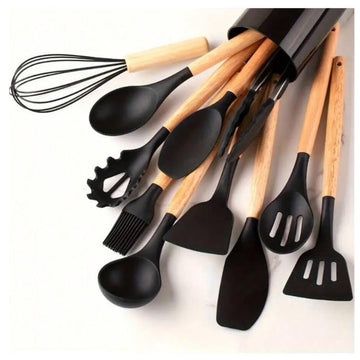 PRZYBORY KUCHENNE SILIKONOWE ZESTAW AKCESORIA Łyżka Chochla Łopatka 12 el.