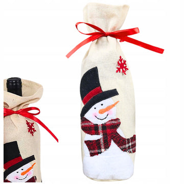 ŚWIĄTECZNY POKROWIEC NA BUTELKĘ ETUI WOREK JUTOWY na WINO UBRANKO BAŁWANEK