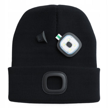 CZAPKA ROBOCZA Z LAMPKĄ ŁADOWANA NA USB czarna