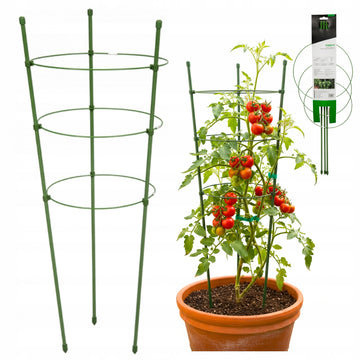 Podpora do roślin ogrodowa pergola pierścieniowa 75 cm z trzema pierścieniami, stal powlekana PVC, do pomidorów, hortensji i roślin pnących.