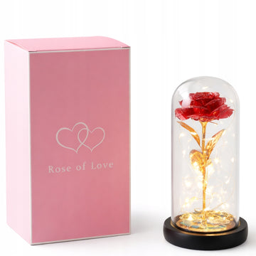 WIECZNA RÓŻA LED KLOSZ czerwona 21cm