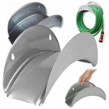 Metalowy wieszak na wąż ogrodowy – solidny uchwyt ścienny do przechowywania i zwijania węża ogrodowego, odporny na warunki atmosferyczne