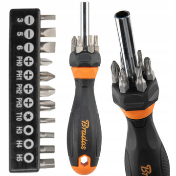 Wkrętak ŚRUBOKRĘT krzyżakowy płaski 60 mm Zestaw bitów BITY 17 szt