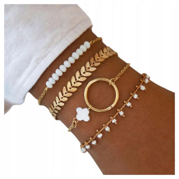 Zestaw 4 złotych bransoletek damskich w stylu boho