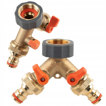 Rozdzielacz na kran Na 2 węże z zaworami GW3/4