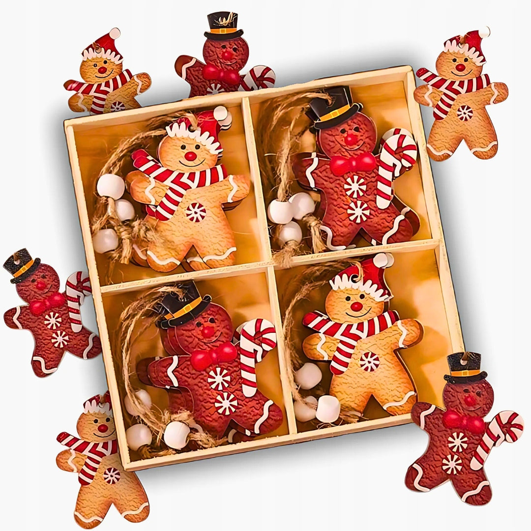 Drewniane pierniczki jako zawieszki świąteczne na choinkę