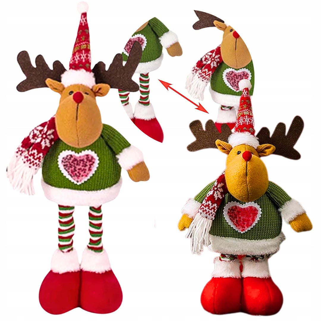 Duża figurka renifer bożonarodzeniowy do salonu, kuchni, przedpokoju i dekoracji biurowych z regulowaną wysokością.