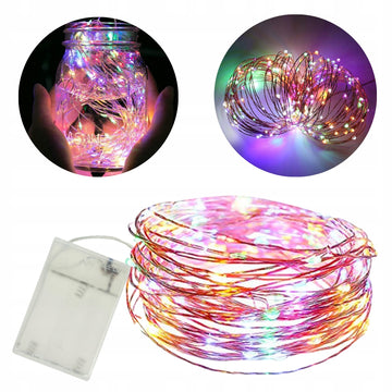 LAMPKI DEKORACYJNE na baterie LED Na druciku ŚWIATEŁKA Multi kolor 10M