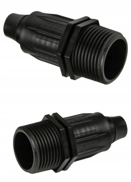 Łącznik QJ do rur kroplujących PE 16mm, gwint zewnętrzny 1/2"