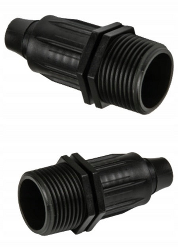 Łącznik QJ do rur kroplujących PE 16mm, gwint zewnętrzny 1/2"