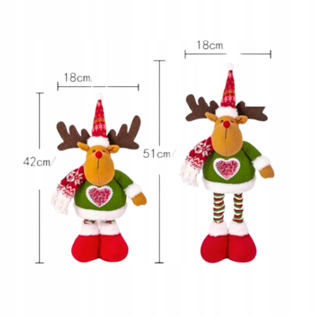 Ozdoba świąteczna renifer na teleskopowych nogach do ustawienia przy choince, na biurku, w oknie lub na półce.