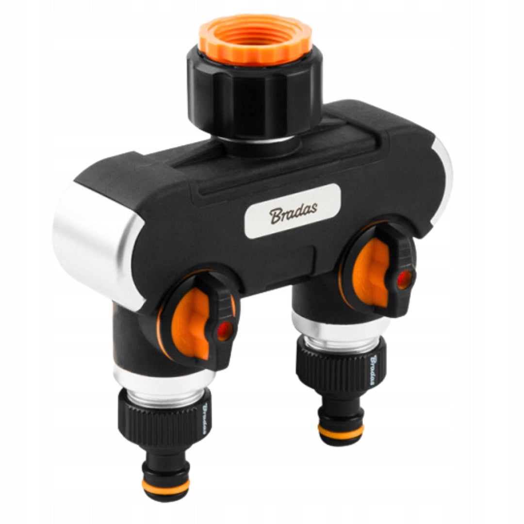 Rozdzielacz na kran 2 drożny do węża ogrodowego z regulacją zaworów