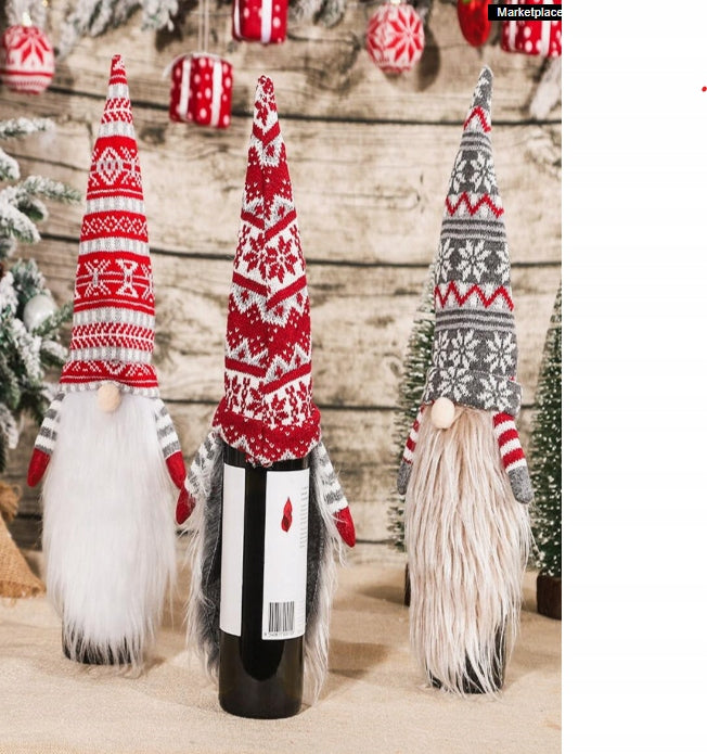 Świąteczna ozdoba na butelkę skrzat