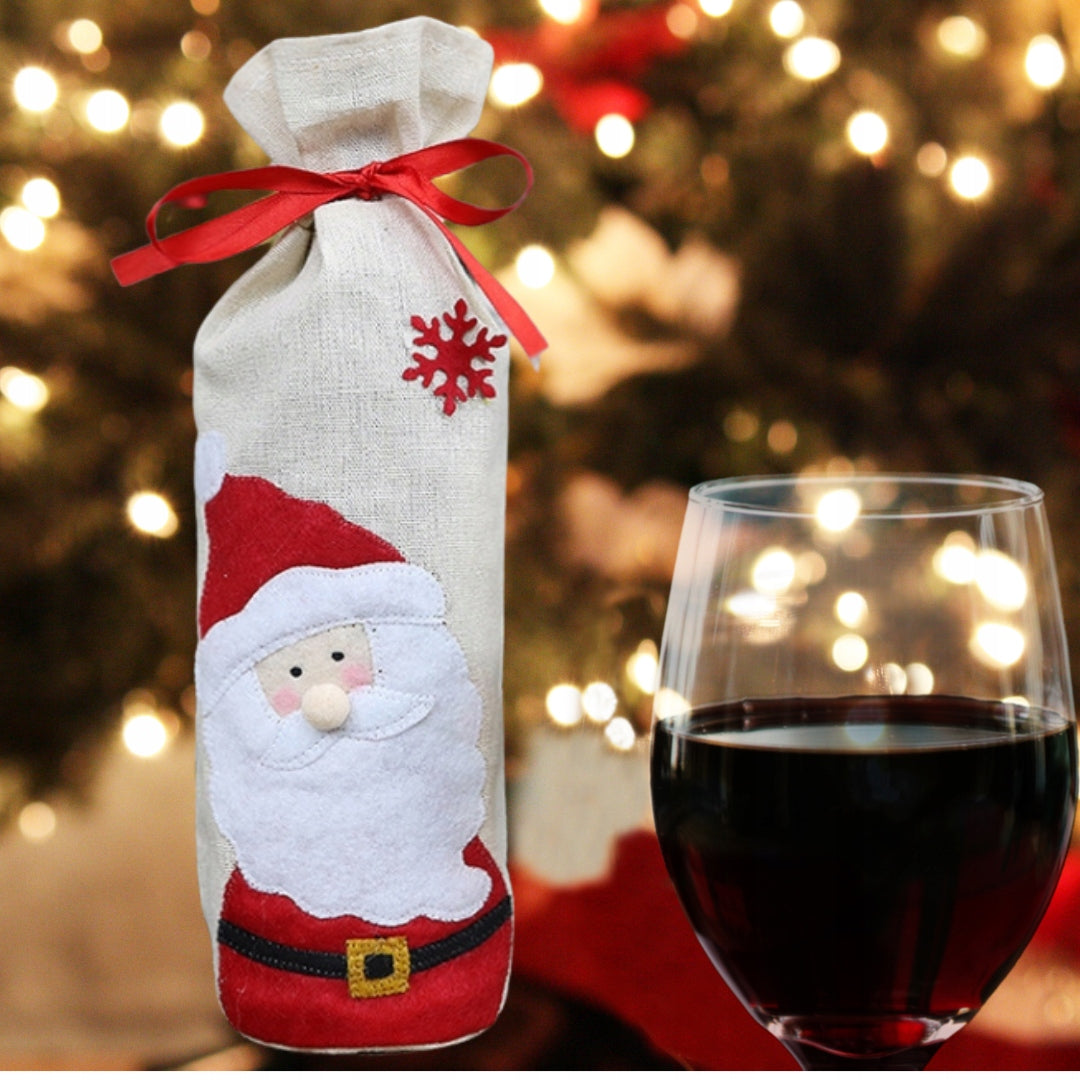 Ozdobne etui na butelkę alkoholu z Mikołajem