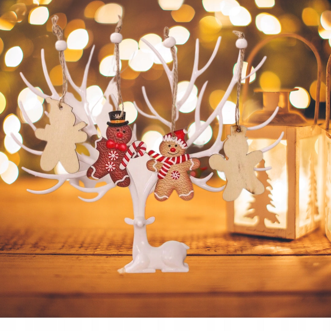 Zestaw drewnianych ozdób pierniczkowych na święta