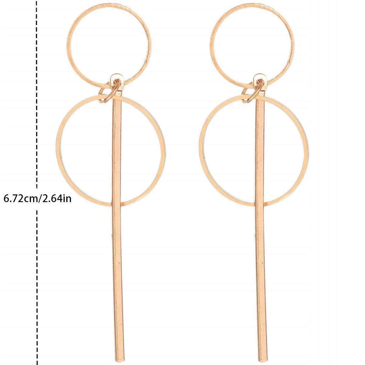 Złote kolczyki kółka wiszące długość około 6,7 cm
