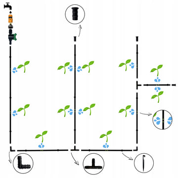 Zestaw Linia kroplująca 50m+54 elementy Do nawadniania Ogrodu